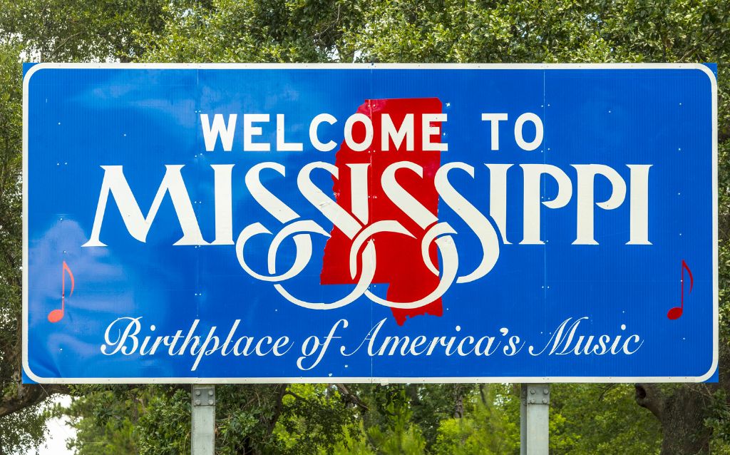 Welcome to Mississippi road sign