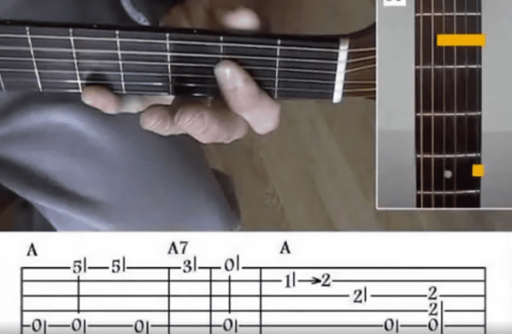 Jim's lessons showing LH and tab on screen